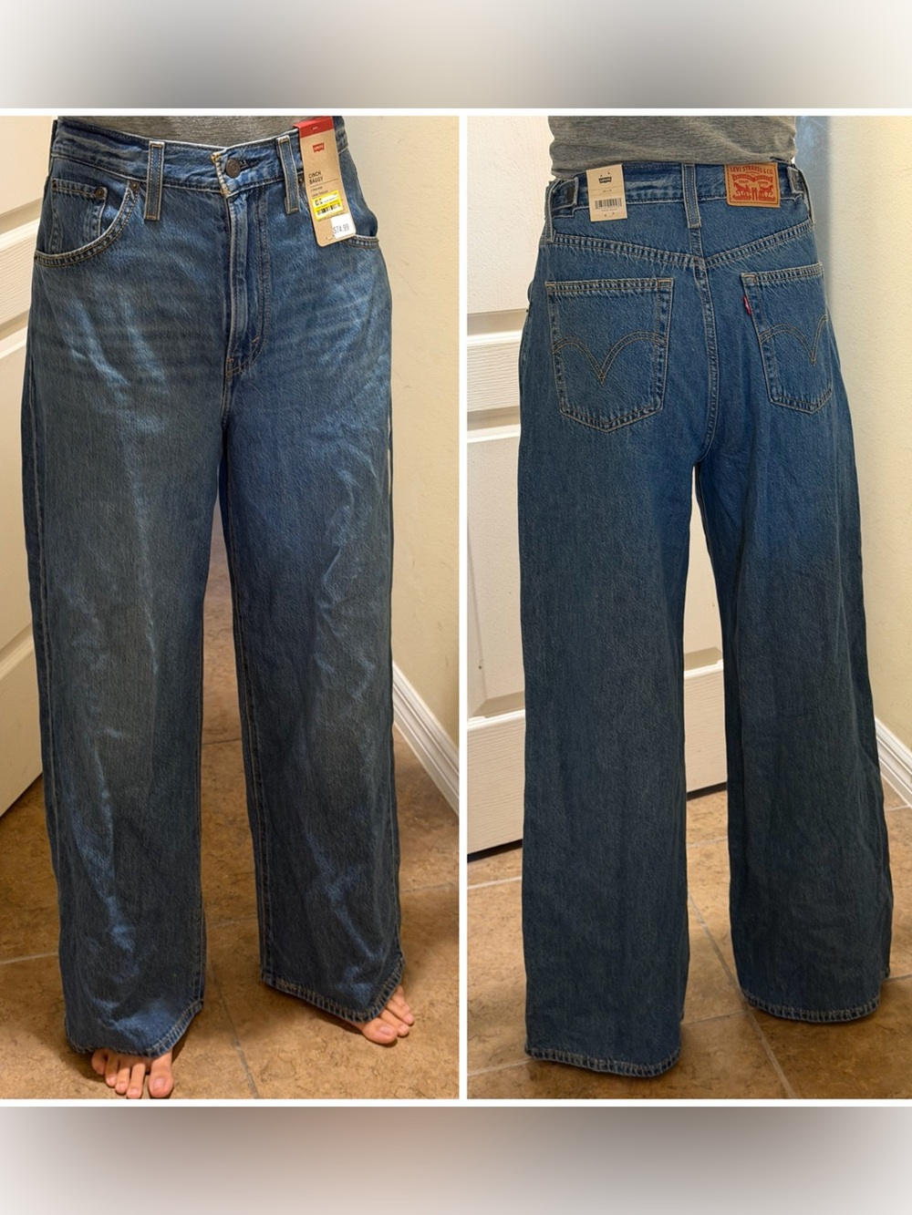 NEW Levi's Cinch Baggy women's jeans size 28x31 BLUE Relax expandable waist 90’s